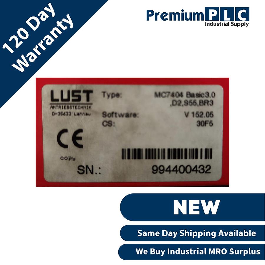 Used NEW LUST MC7404 BASIC 3.0, D2,S55,BR3 MasterControl MC7000 SERVO CONTROLLER