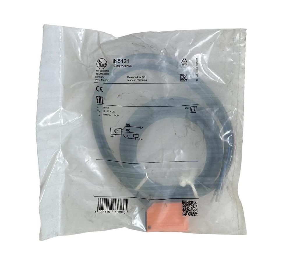 Used NEW IFM ELECTRONIC IN-3002-BPKG / IN3002BPKG INDUCTIVE SENSOR 2mm 10-36V IN5121