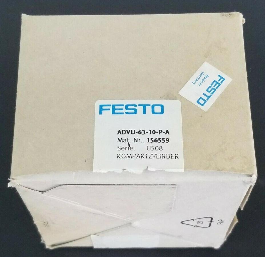Used NIB FESTO ADVU-63-10-P-A COMPACT CYLINDER MAT. NR. 156559 SERIE: U508