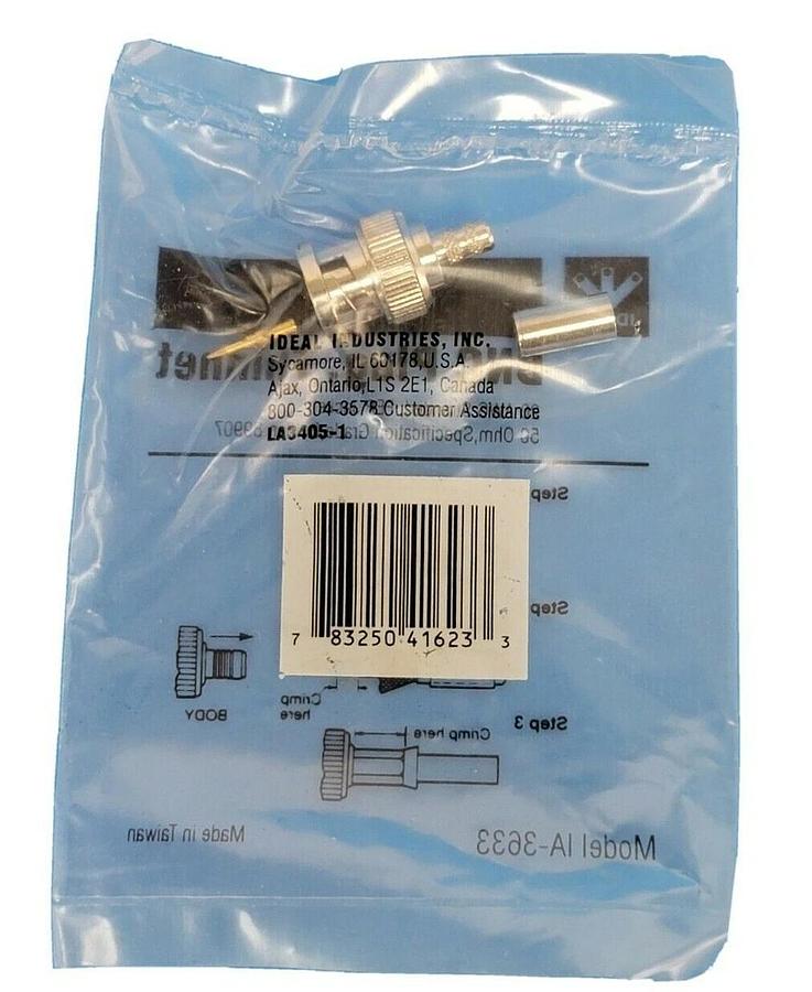 Used LOT OF 9 NEW IDEAL IA-3633 BNC PLUG, THINNET