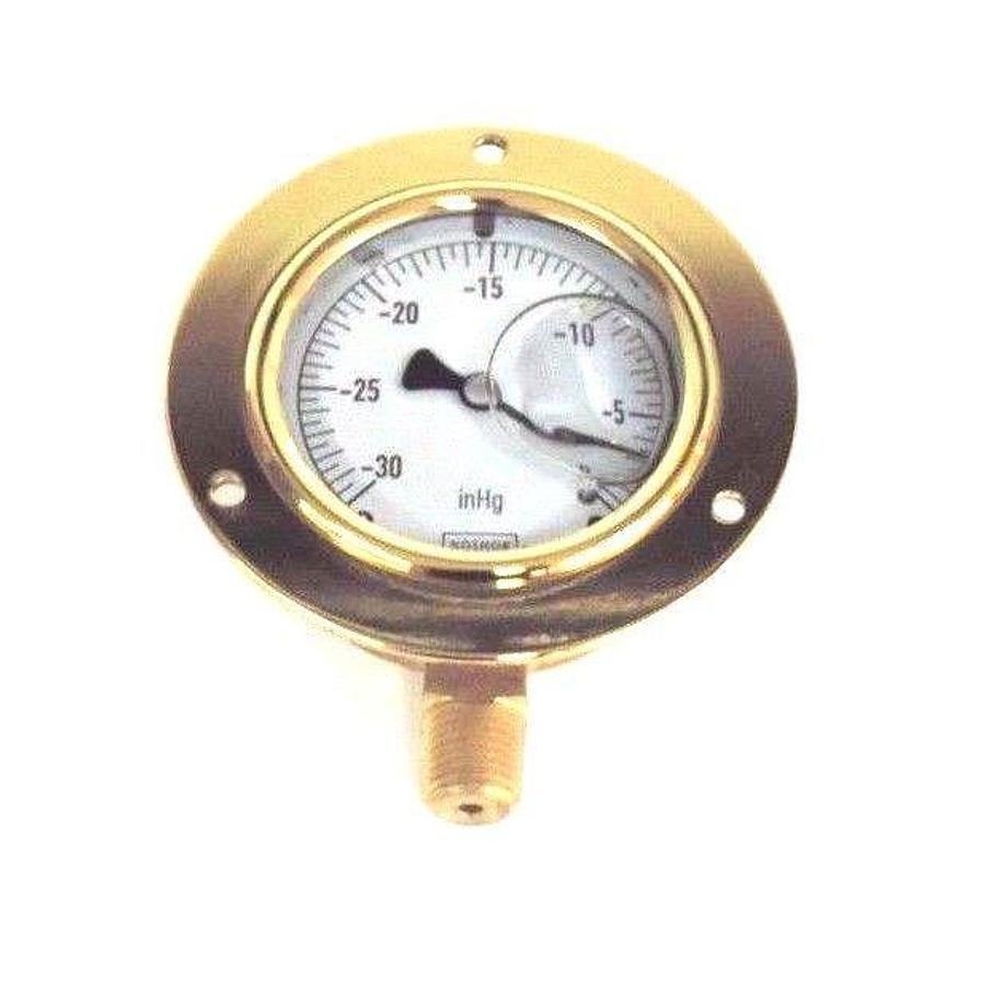 Used NIB NOSHOK 25-300-30V 2.5'' BRASS GAUGE 1/4'' NPT BOTTOM CONN., 2530030V