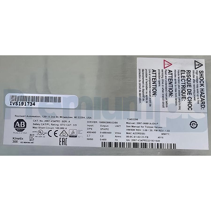 Used Allen Bradley 2097-V34PR3 /A Kinetix 300 ENet/IP Servo Drive 480V 2097V34PR3