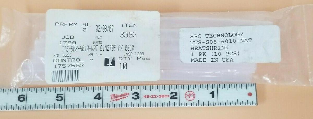 Used NEW SPC TECHNOLOGY TTS-S08-6001-NAT HEATSHRINK (10 PCS)