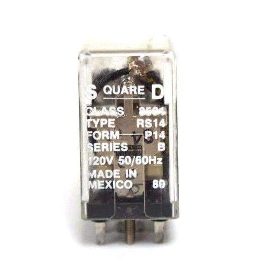 Used SQUARE D 8501-RS14 RELAY FORM P14, SERIES B, 120V, 50/60HZ, 8501RS14V120