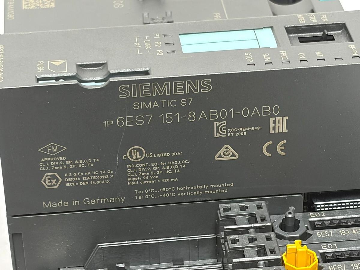 Used Siemens 6ES7151-8AB01-0AB0 ET 200S IM151-8 CPU Rack with Base Modules
