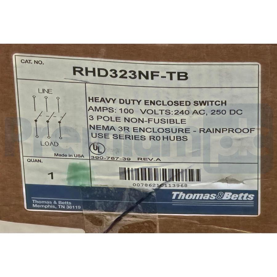 Thomas & Betts RHD323NF-TB | RHD323NFTB 3-P V~240AC/250DC 100A Safety Switch NEW