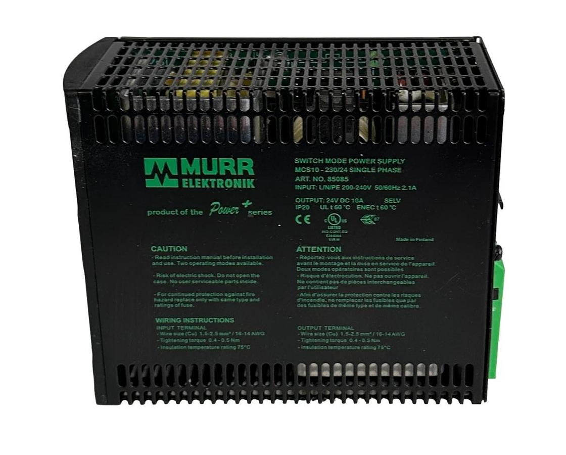 Used MURR ELEKTRONIK MCS10-230/24 / 85085 SWITCH MODE POWER SUPPLY 1-PHASE 200-240V