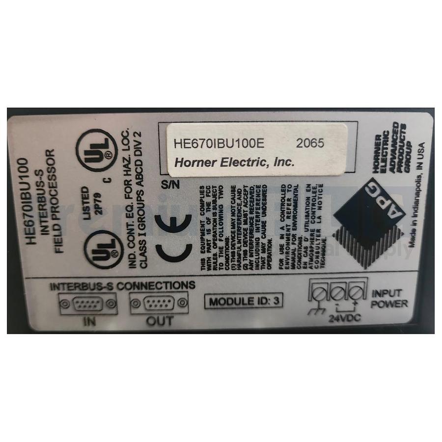 Used HORNER ELECTRIC HE670IBU100E INTERBUS-S FIELD PROCESSOR GE FANUC FIELD CONTROL