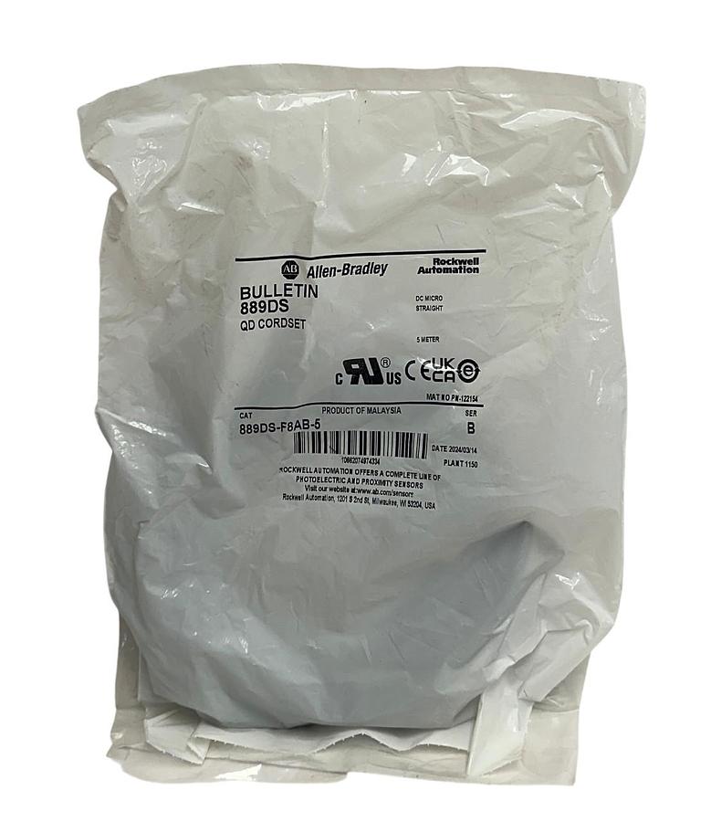 Used ALLEN BRADLEY 889DS-F8AB-5 /B BULLETIN 889DS QD CORDSET DC MICRO 5M 8-PIN NSFS