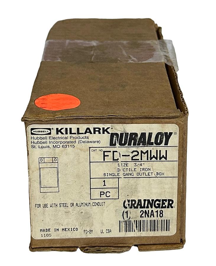 Used NEW KILLARK FD-2MWW / FD2MWW DURALOY SINGLE GANG OUTLET BOX 3/4'' 2NA18