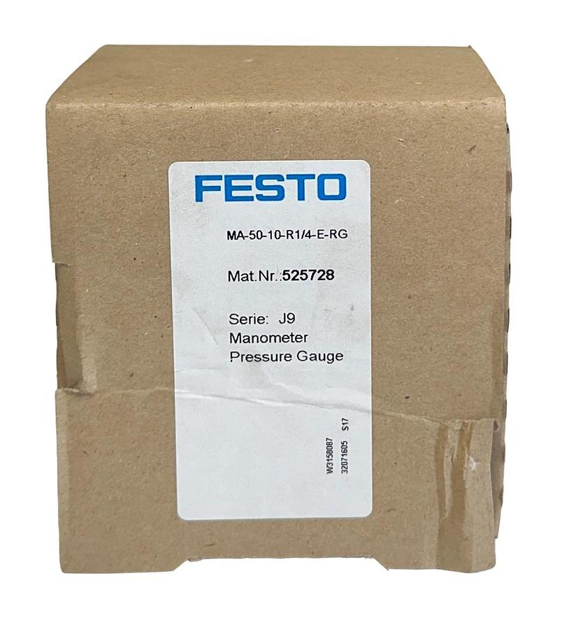 NEW FESTO MA-50-10-R1/4-E-RG / 525728 SERIES J9 PRESSURE GAUGE MANOMETER NSMP