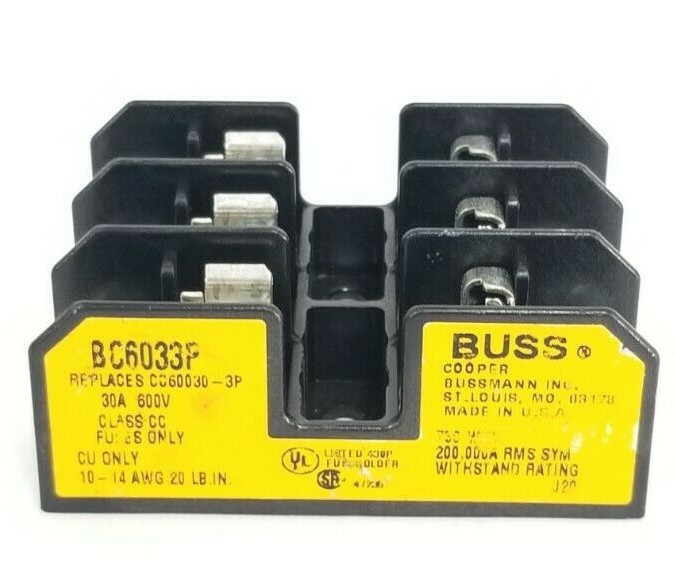 Used COOPER BUSSMANN BC6033P FUSEHOLDER, 30A, 250V, 3P