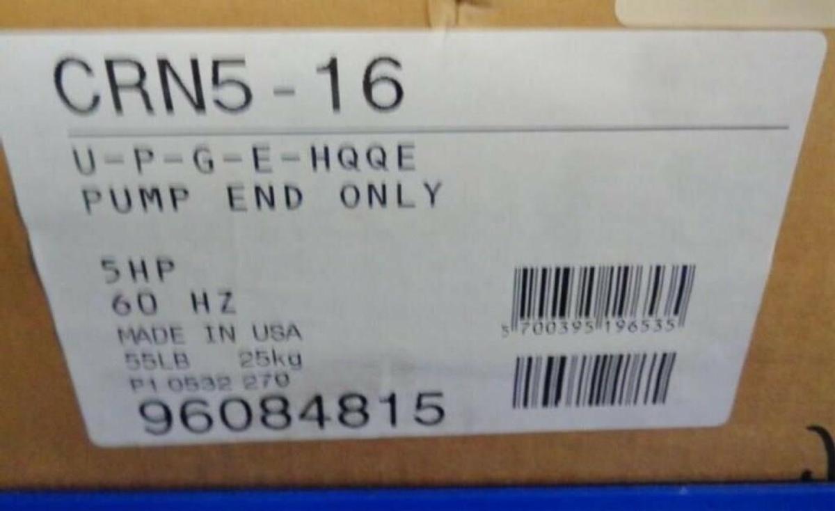 Used NEW GRUNDFOS 96084815, MODEL CRN5-16 CRN 5 SERIES VERTICAL CENTRIFUGAL PUMP END