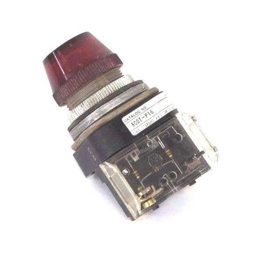 Used ALLEN BRADLEY 800T-P16 PILOT LIGHT SER. N W/ RED LENS AND CONTACT BLOCK