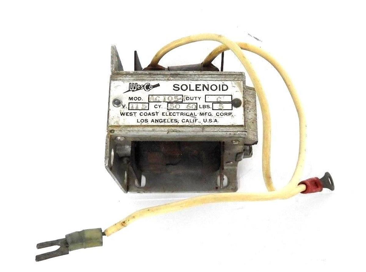 Used WESCO AC105-P SOLENOID COIL DUTY: C (CONTINUOUS), 115V, 50/60CY, 5LBS
