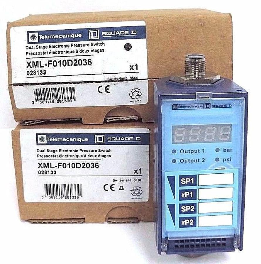Used LOT OF 2 NIB TELEMECANIQUE XML-F010D2036 DUAL STAGE ELECTRONIC PRESSURE SWITCHES