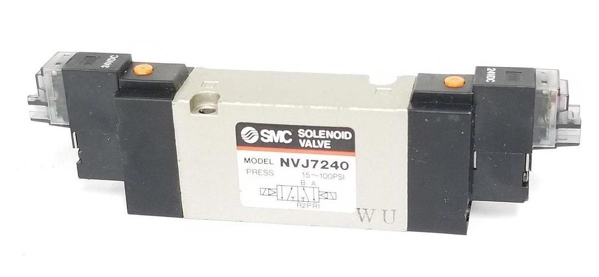 Used SMC NVJ7240 SOLENOID VALVE 15-100PSI, 24VDC