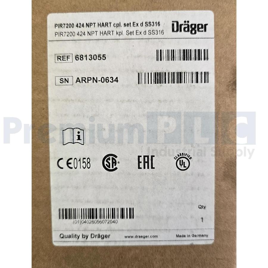 DRAEGER Drager POLYTRON 7200 PIR7200 424 NPT HART cpl. SET Ex d SS316 PN 6813055