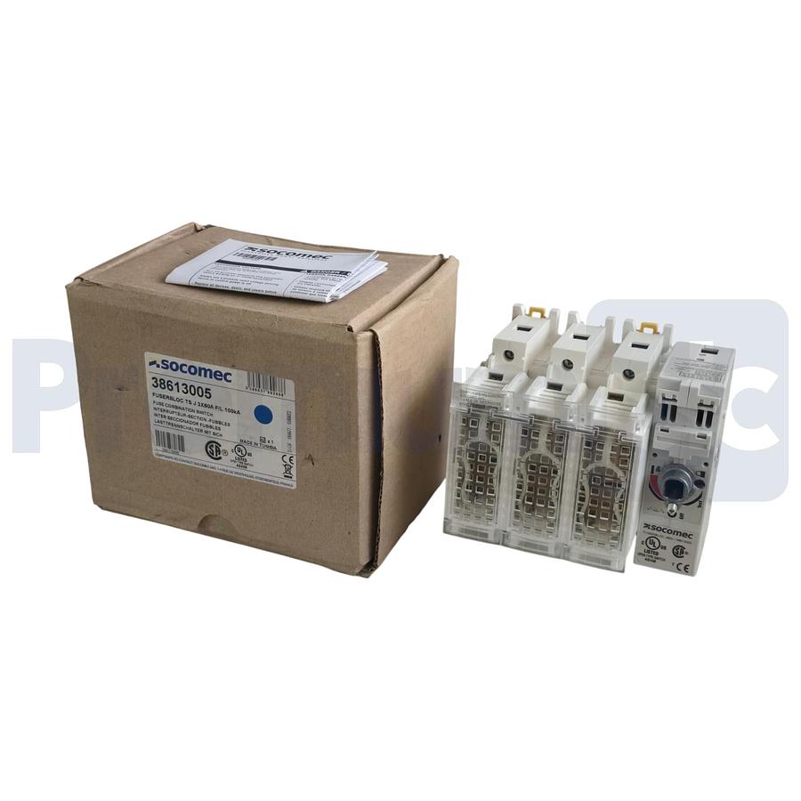 Used Socomec 38613005 FUSERBLOC TS J 3-Pole 60A 100kA Fusible Disconnect Switch NSMP