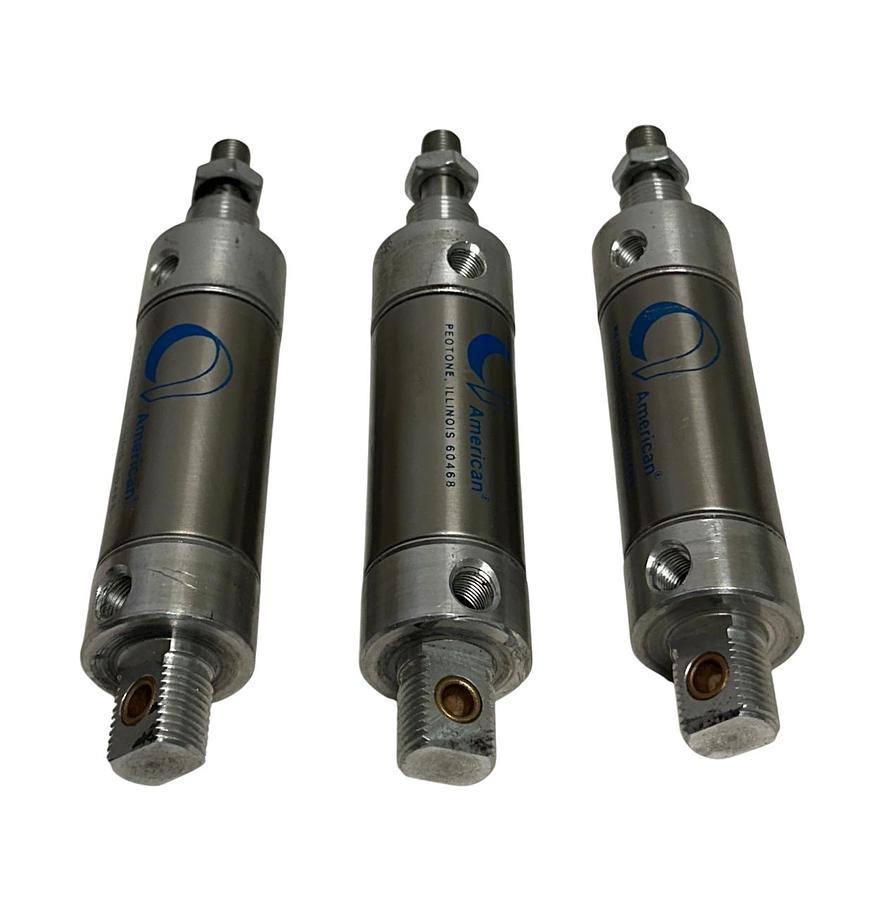 Used 3 AMERICAN 1250DVS-0.87-2-32 / 1250DVS087232 PNEUMATIC CYLINDERS SINGLE-ROD USNP