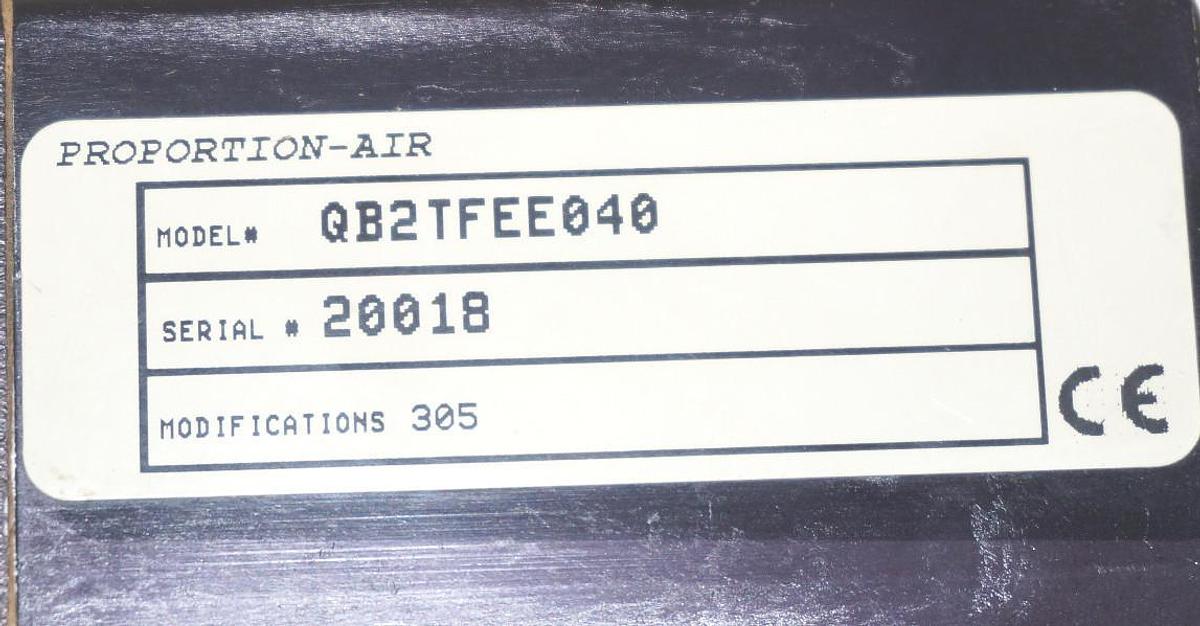 Used PROPORTION AIR INC. QB2TFEE040 PRESSURE CONTROL VALVE MODIFICATIONS 305