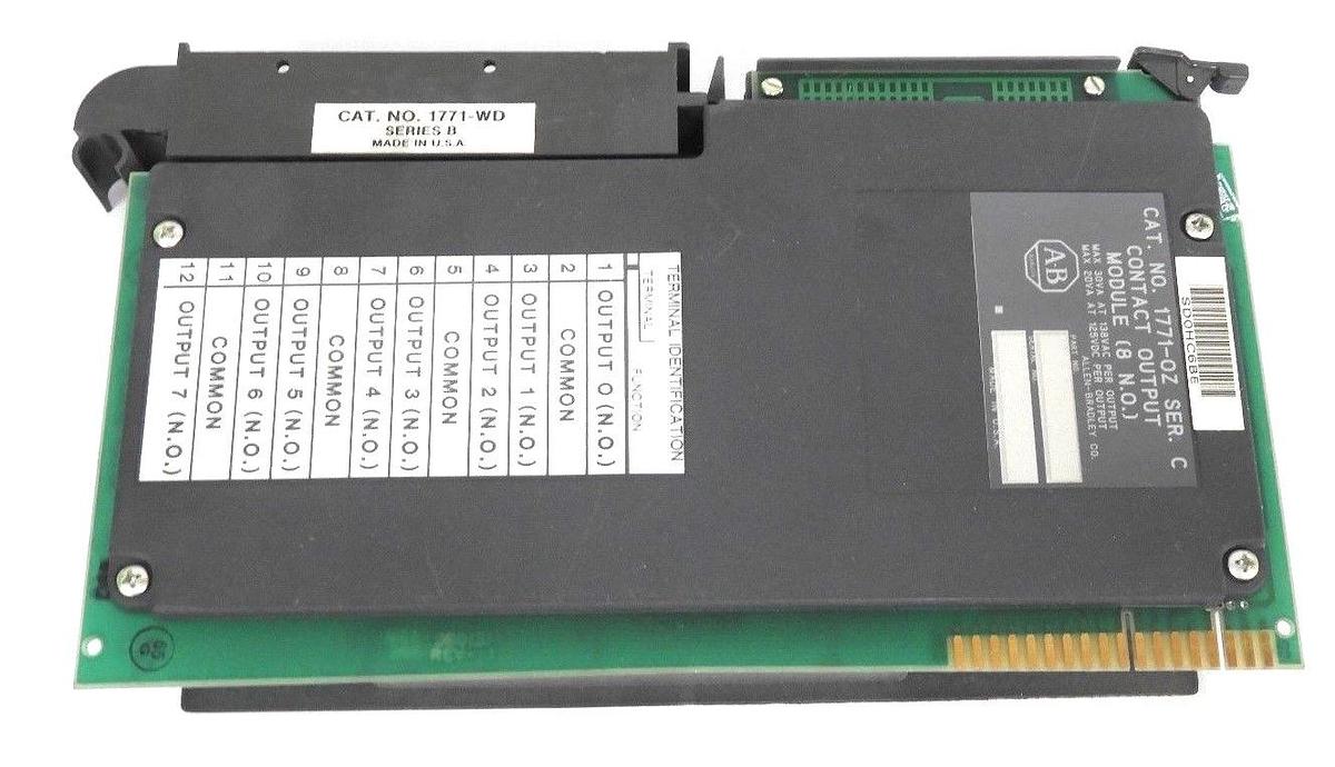 Used ALLEN BRADLEY 1771-OZ CONTACT OUTPUT MODULE (8 N.O) SER. C W/ 1771-WD