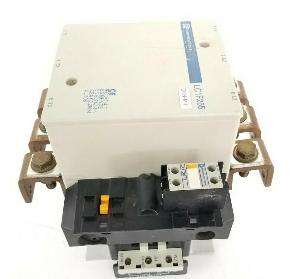 Used TELEMECANIQUE LC1-F265 CONTACTOR 265A 3P W/ LX1-FH-1272 COIL 120/127VAC LA1DN11