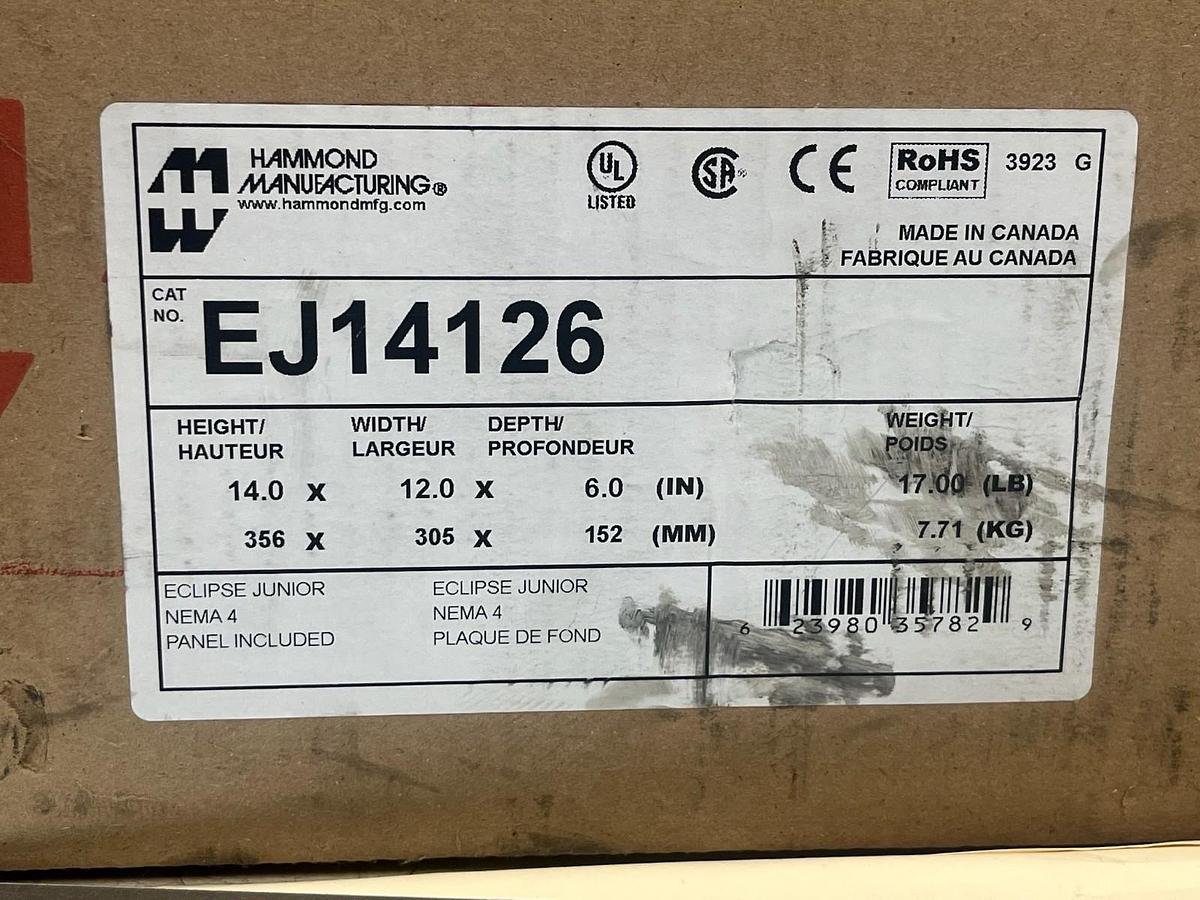 Used Hammond EJ14126 Eclipse Junior Enclosure 14x12x6 NEMA 4 12 13 Steel