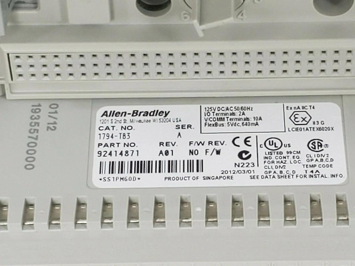 Used LOT OF 4 ALLEN BRADLEY 1794-TB3 TERMINAL BASES 1794TB3 SER. A REV. A01