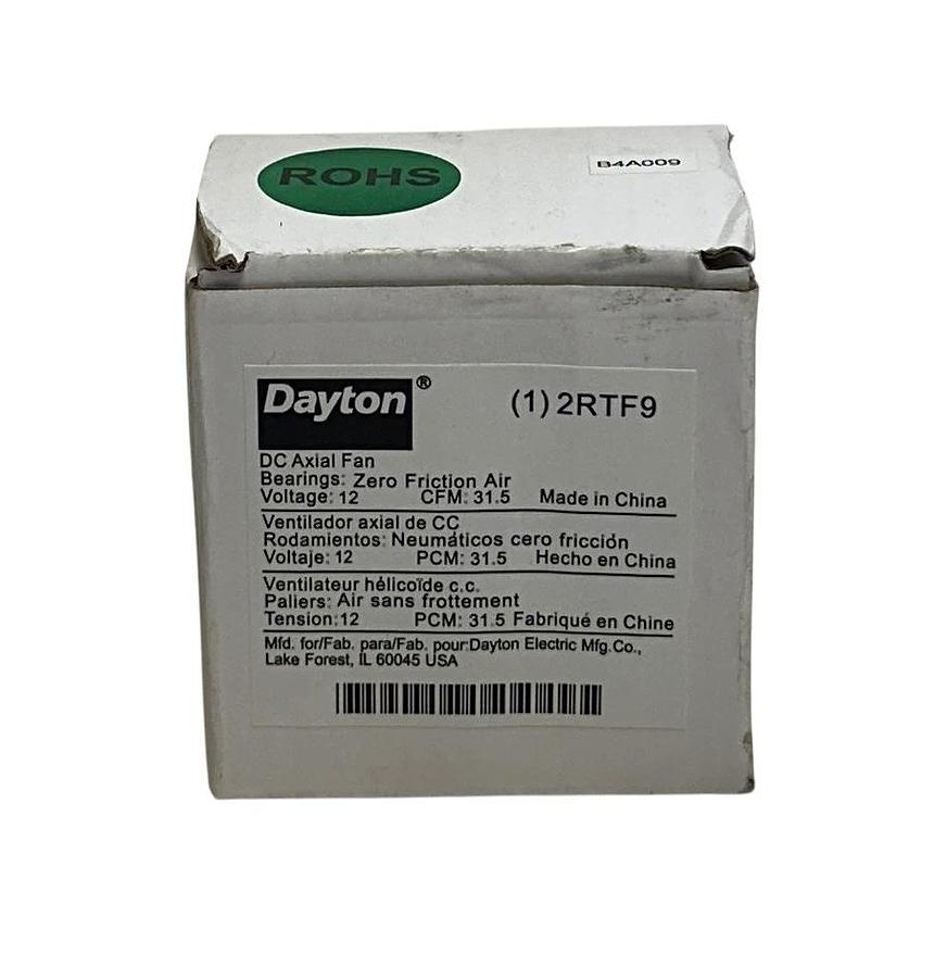 Used DAYTON 2RTF9 DC AXIAL FAN ZERO FRICTION AIR BEARINGS 12V 31.5CFM OEM NSMP