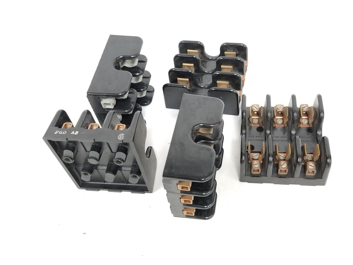 Used LOT OF 5 MARATHON F60A SERIES FUSE HOLDERS 250V, 60A, 3P