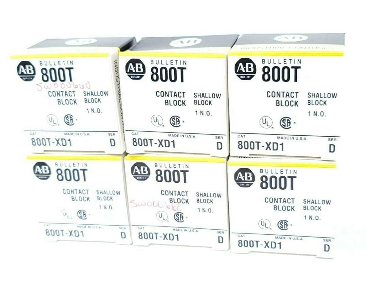 Used LOT OF 6 NIB ALLEN BRADLEY 800T-XD1 CONTACT BLOCKS 800TXD1, SER. D