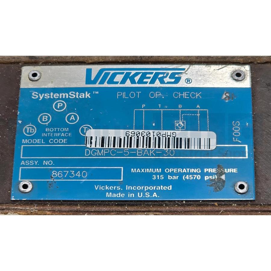 NEW VICKERS DGMPC-5-BAK-30 SystemStak CHECK VALVE DGMPC5BAK30 ASSY. NO. 867340