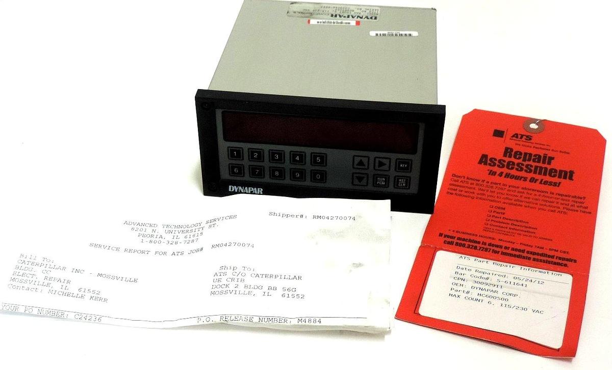 Used REPAIRED DYNAPAR MC600S00 COUNTER CONTROLLER MAX COUNT 6, 115/230VAC, MC600S-00