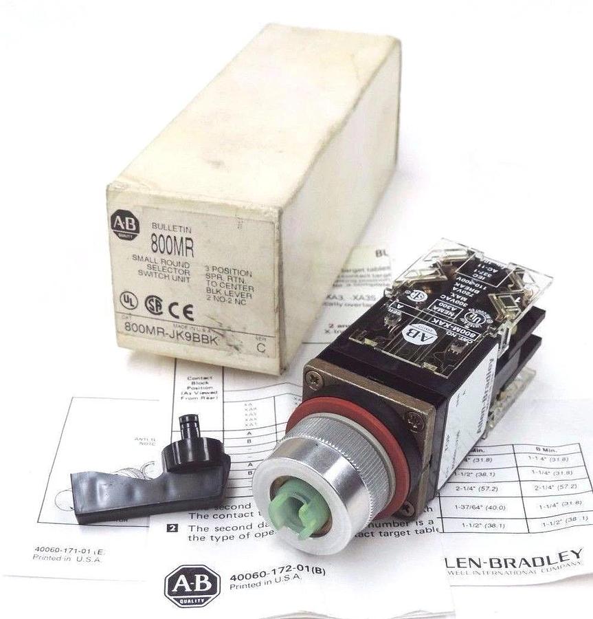 Used NIB ALLEN BRADLEY 800MR-JK9BBK SELECTOR SWITCH 800MRJK9BBK SER. C