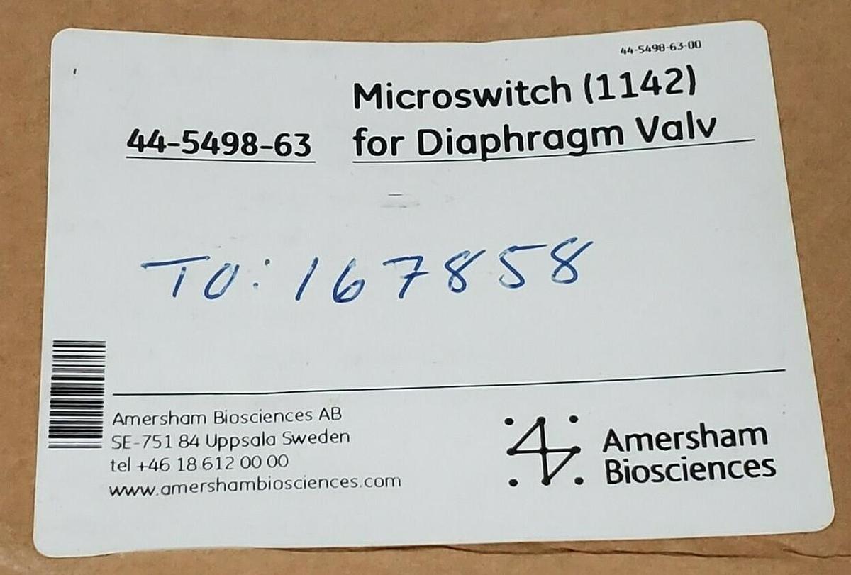 Used NIB AMERSHAM BIOSCIENCES / GEMU 44-5498-63 DIAPHRAGM MICROSWITCH 1142 TYP: 1215