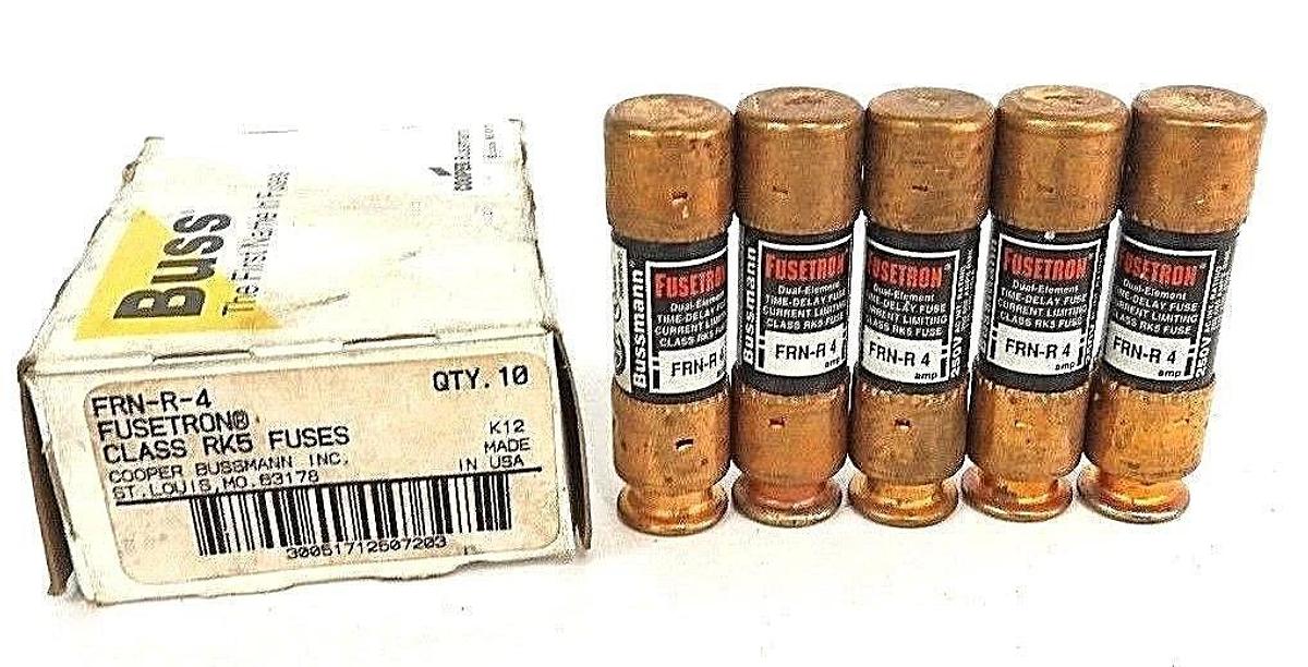 LOT OF 5 NEW COOPER BUSSMANN FRN-R-4 FUSES FRNR4, 250V