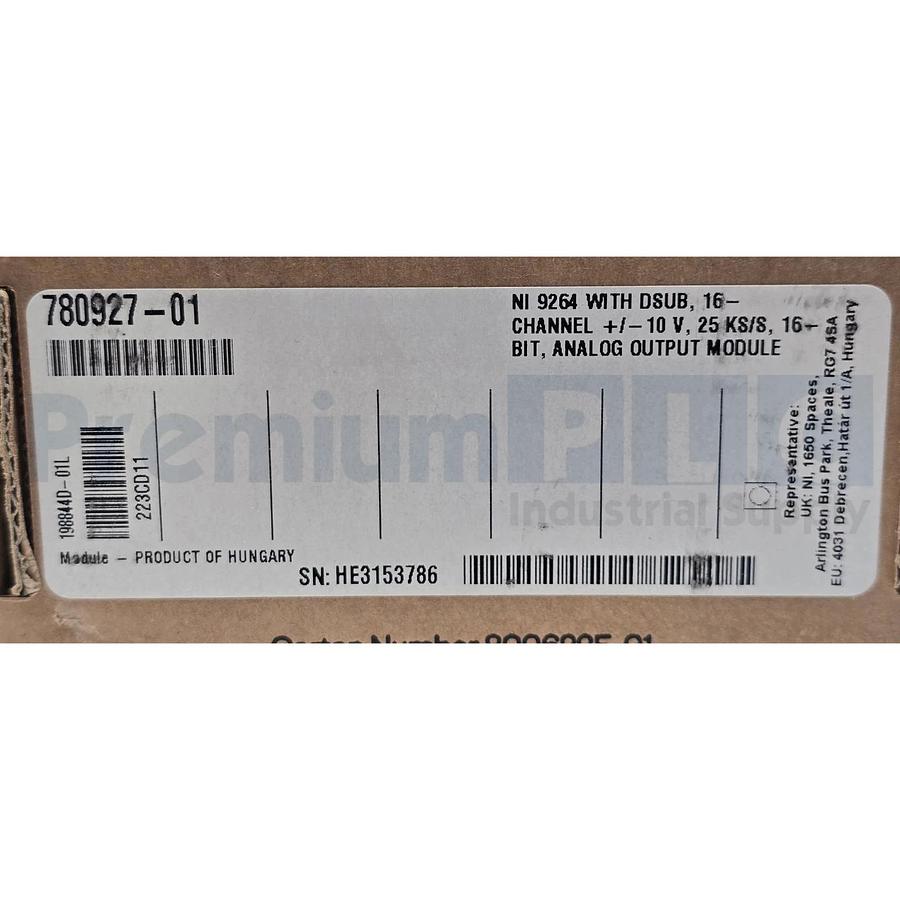 NATIONAL INSTRUMENTS NI-9264 w/ DSUB 16-Ch ±10V, 25 kS/s, 16-Bit 780927-01 NSMP