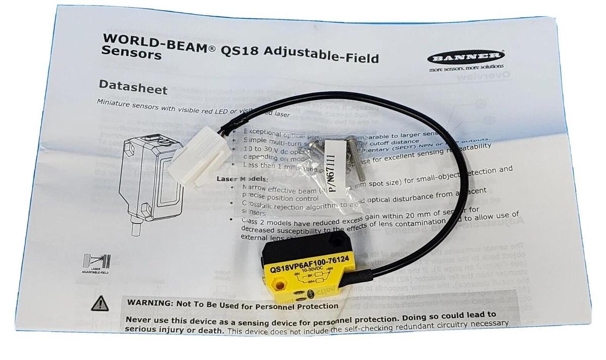 Used NIB BANNER QS18VP6AF100-76124 PHOTOELECTRIC SENSOR 76124, 10-30VDC