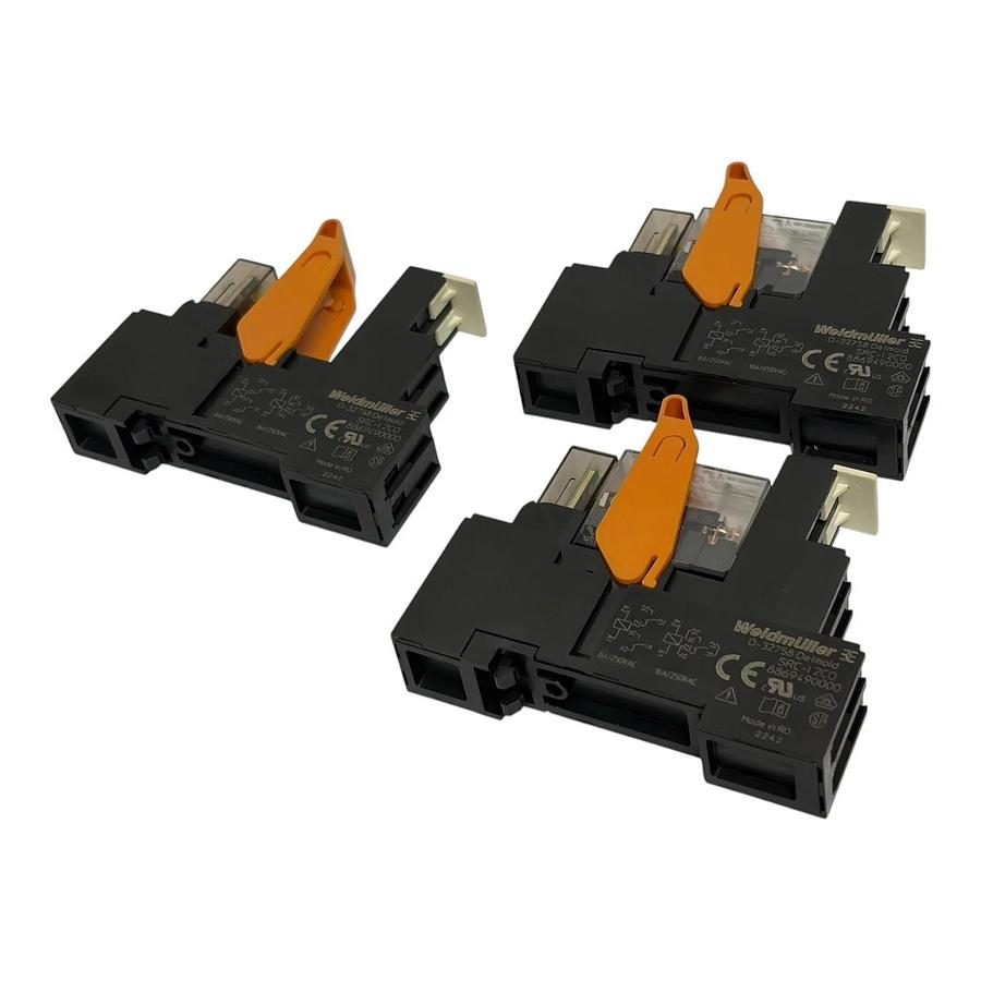 Lot of 3 Weidmuller SRC-I 2CO 8869490000 Relay Sockets with 2 RCI424024 Relays