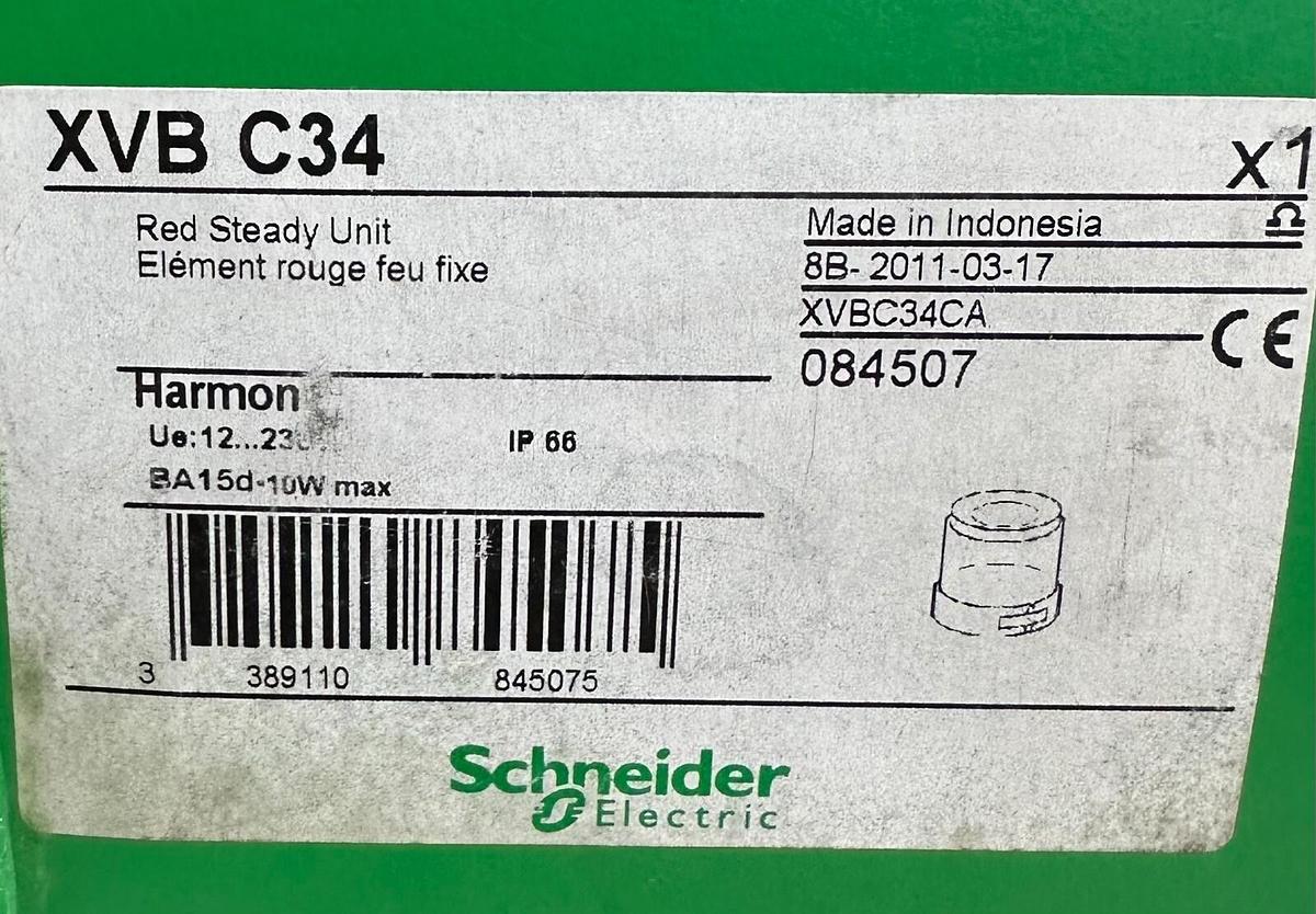 Used 2 NEW SCHNEIDER ELECTRIC XVB-C34 / XVBC34 RED STEADY UNIT STACK LIGHT 12-230V