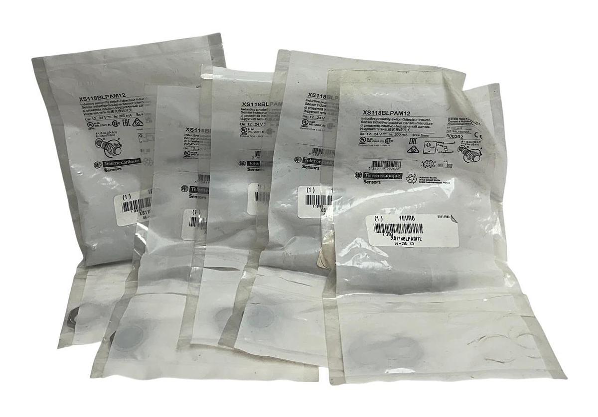 Used 5 TELEMECANIQUE XS118BLPAM12 INDUCTIVE PROXIMITY SENSORS 12-24VDC 200mA 5mm NSFS