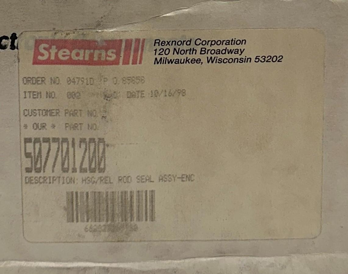 Used REXNORD STEARNS 507701200 HOUSING / RELEASE ROD SEAL ASSEMBLY OEM NSMP