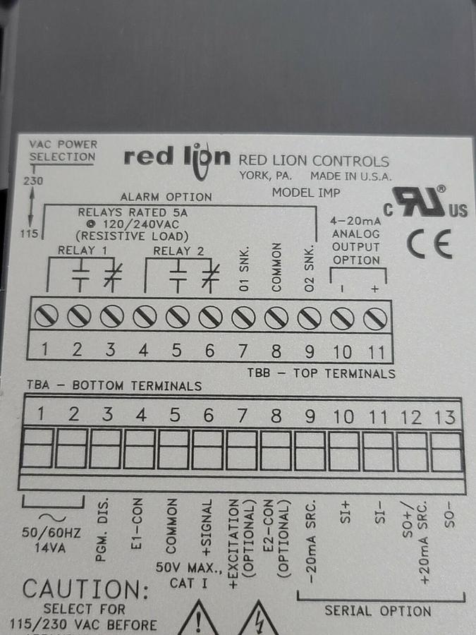Used NEW RED LION CONTROLS IMP20060 INTELLIGENT PROCESS METER