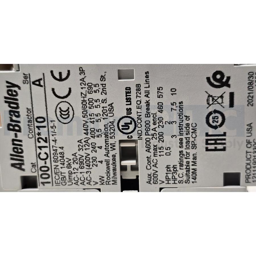 ALLEN BRADLEY 100-C12D10 /A IEC CONTACTOR 12A 110V50HZ/120V60HZ COIL NSMP 662072605370