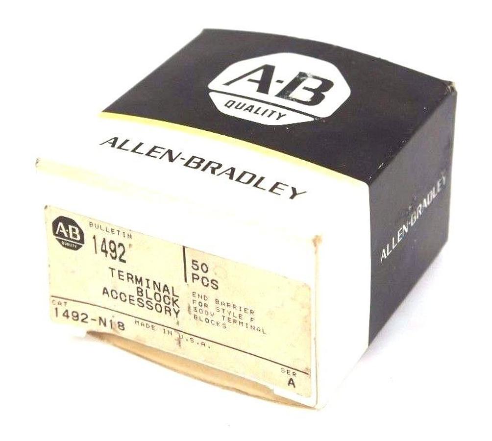 Used NIB ALLEN BRADLEY 1492-N18 SER. A END BARRIER FOR STYLE F 300V - (58 PCS)