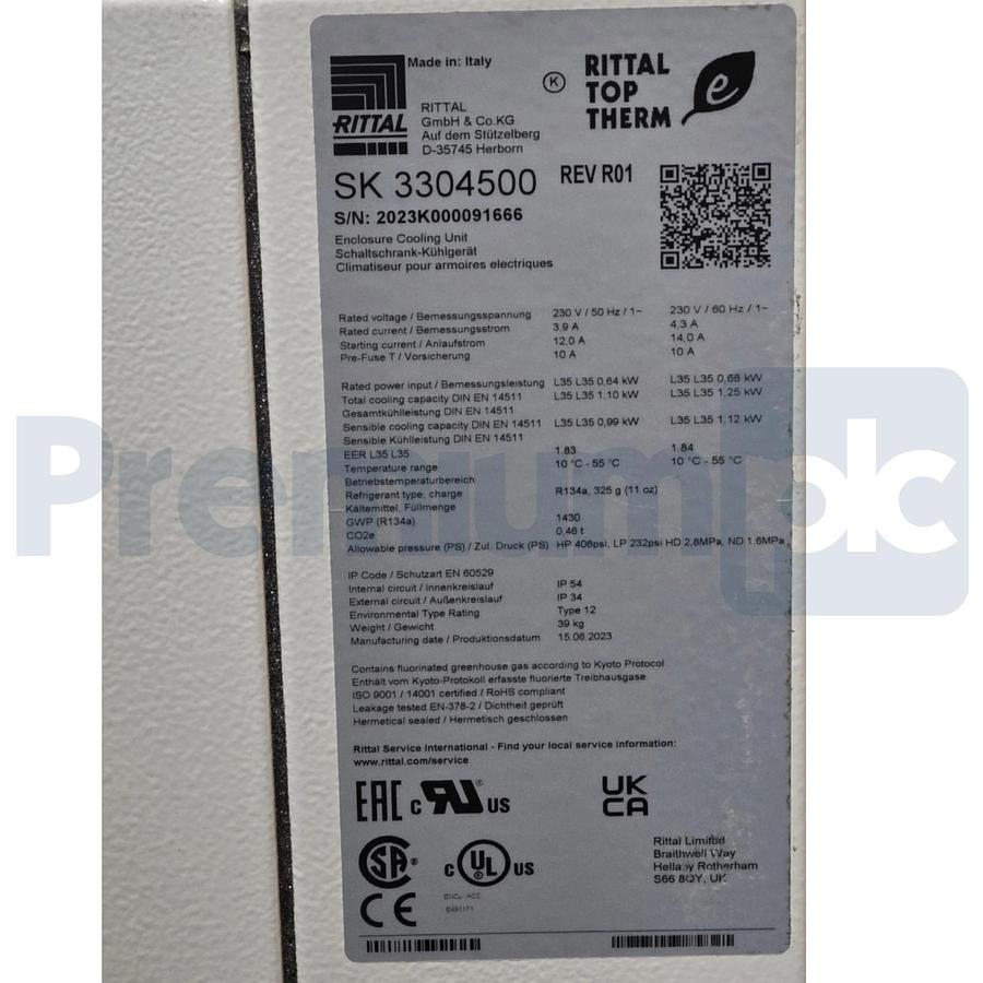 Used Rittal SK 3304500 TopTherm Enclosure Cooling Unit 230V 50/60Hz SK 3304.500 NEW