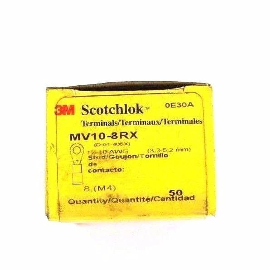 Used BOX OF 63 NEW 3M SCOTCHLOK MV10-8RX RING TERMINALS VINYL INSULATED