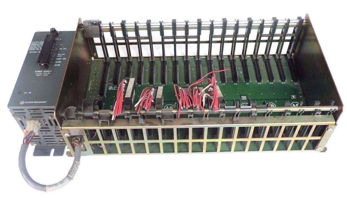 Used ALLEN BRADLEY 1771-A4B 16 SLOT I/O CHASSIS W/ 1771-P2 POWER SUPPLY