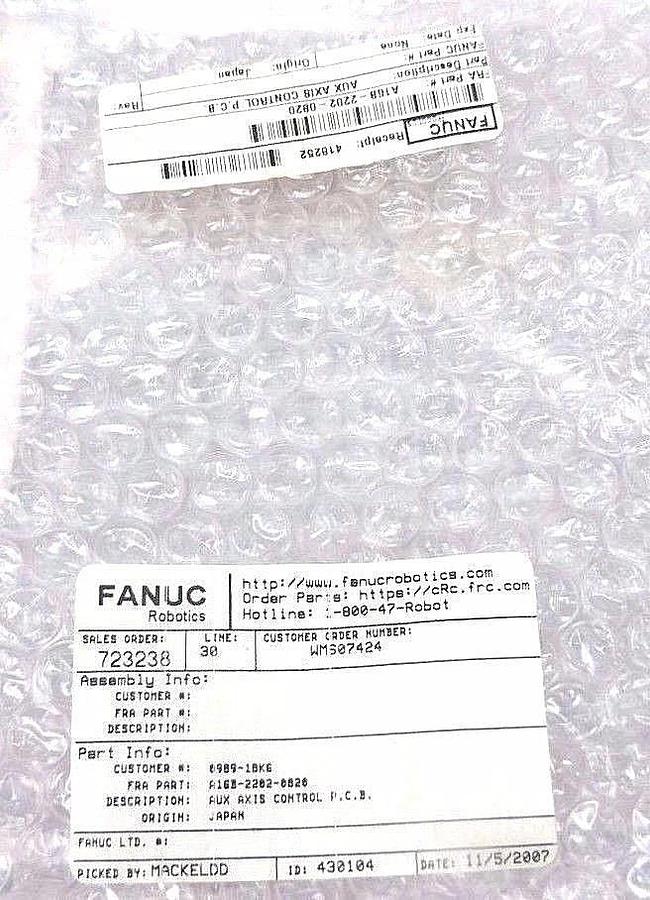 NEW FANUC A16B-2202-0820/03B AUX AXIS CONTROL P.C.B A16B-2202-0820, T0410110740